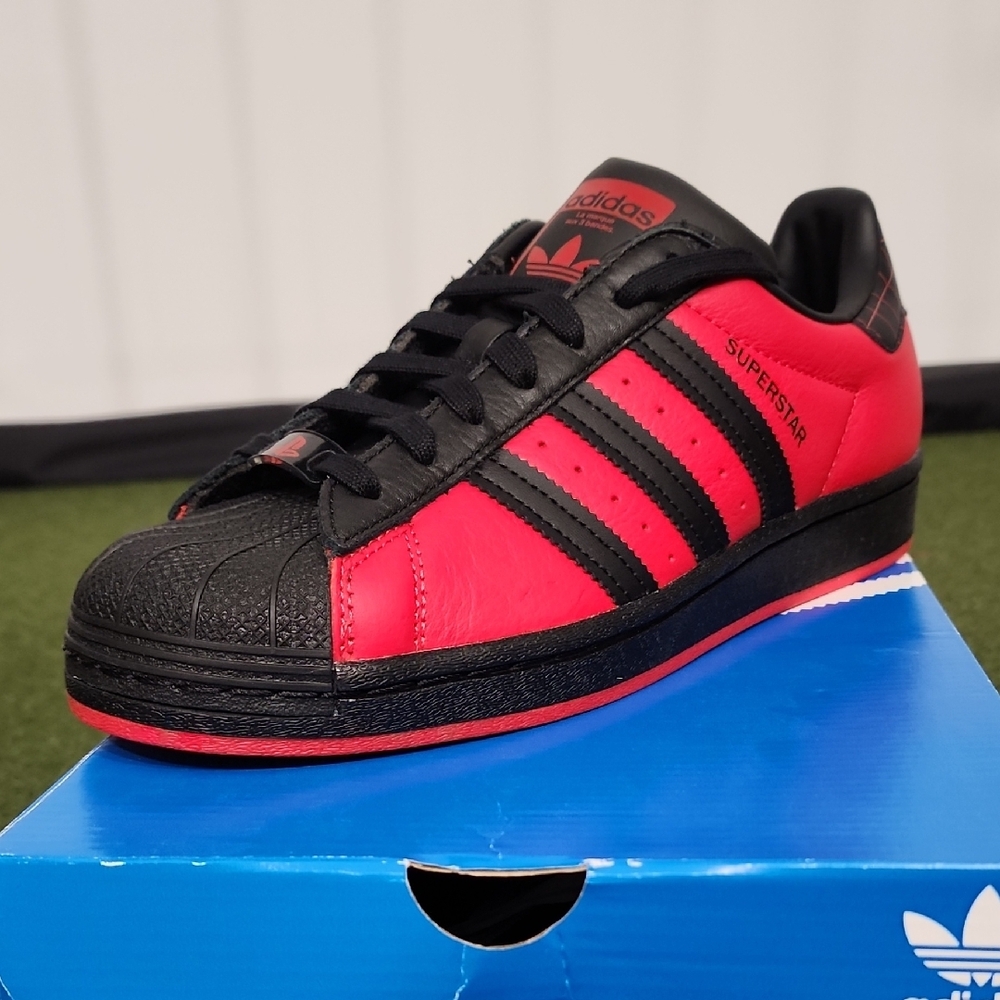 Adidas Superstar Red and Black Sneakers